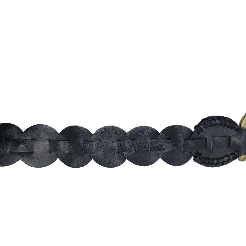 Vintage Unisex Cocobelle Black Leather Belt 39" Gold Hook Closure Pirate Cosplay - Picture 7 of 8